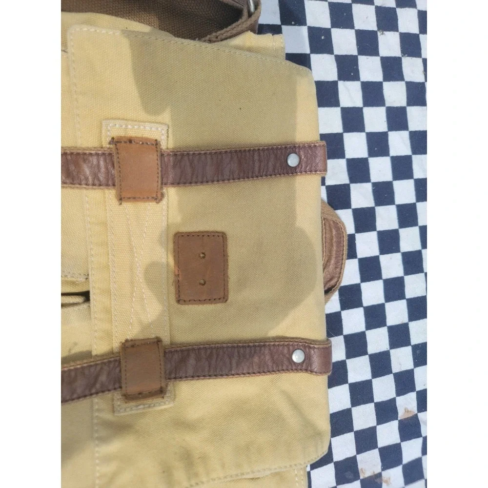 Urban Edge By Canyon Canvas Leather Messenger Shoulder Bag Tan Brown